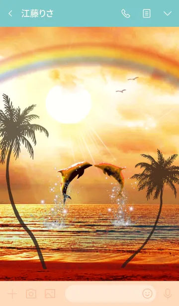 [LINE着せ替え] 恋愛運 ♥Hawaii Sunset Dolphin♥の画像3