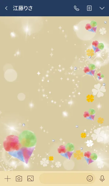 [LINE着せ替え] ネイビー : 幸運彩るハートとクローバーの画像3