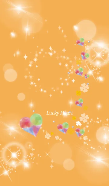[LINE着せ替え] オレンジ : 幸運彩るハートとクローバーの画像1