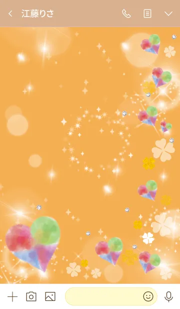 [LINE着せ替え] オレンジ : 幸運彩るハートとクローバーの画像3