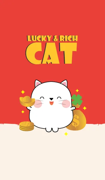 [LINE着せ替え] Lucky & Rich White Cat (jp)の画像1