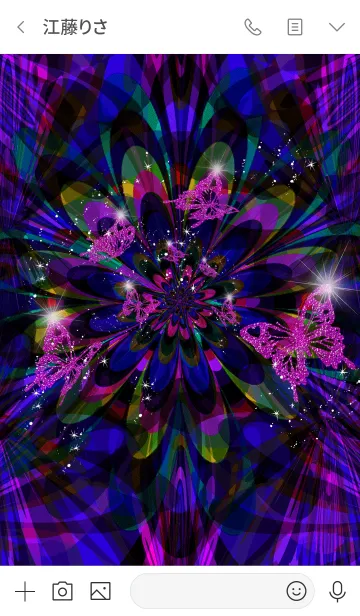 [LINE着せ替え] サイケデリック 花柄 + 幸運の蝶5の画像3