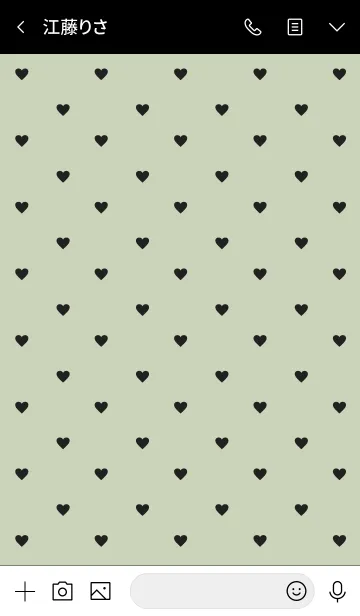 [LINE着せ替え] 黒ハートくすみグリーン5の画像3