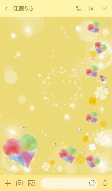 [LINE着せ替え] ゴールド : 幸運彩るハートとクローバーの画像3