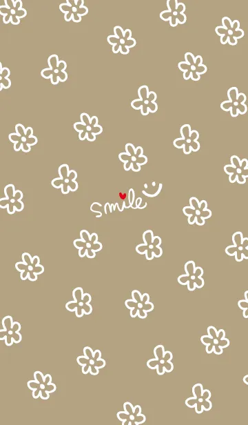 [LINE着せ替え] 白いお花 くすみブラウンの画像1