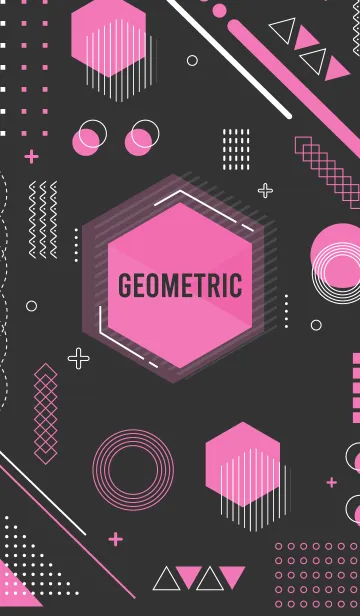 [LINE着せ替え] Geometric Black Pinkの画像1