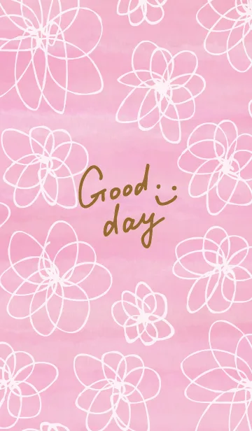 [LINE着せ替え] 水彩お花ピンクスマイル29の画像1