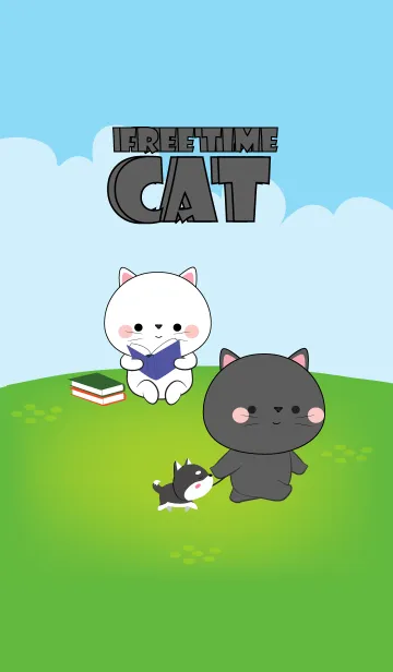 [LINE着せ替え] Free Time Black & White Cat (jp)の画像1