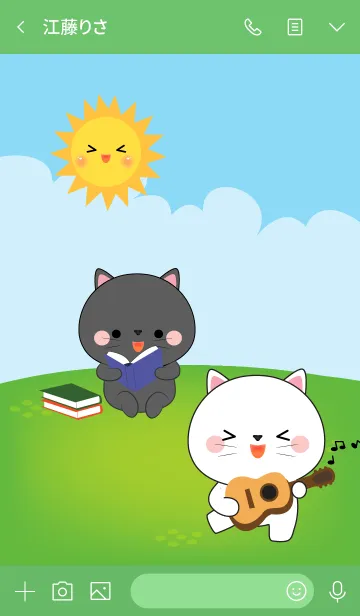 [LINE着せ替え] Free Time Black & White Cat (jp)の画像3