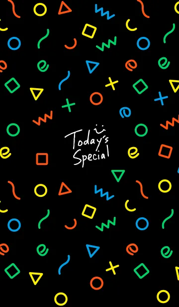 [LINE着せ替え] カラフル図形 黒12の画像1