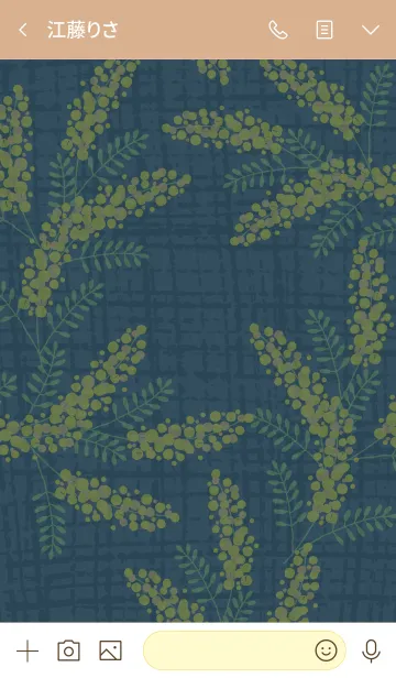 [LINE着せ替え] ミモザと麻 藍色4の画像3