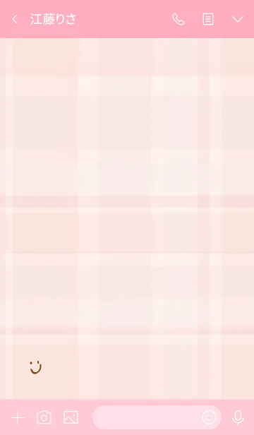 [LINE着せ替え] チェック柄 ピンク スマイル付き5の画像3