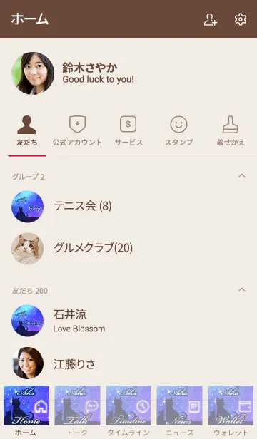 [LINE着せ替え] あいか用★星空と猫シルエットの画像2