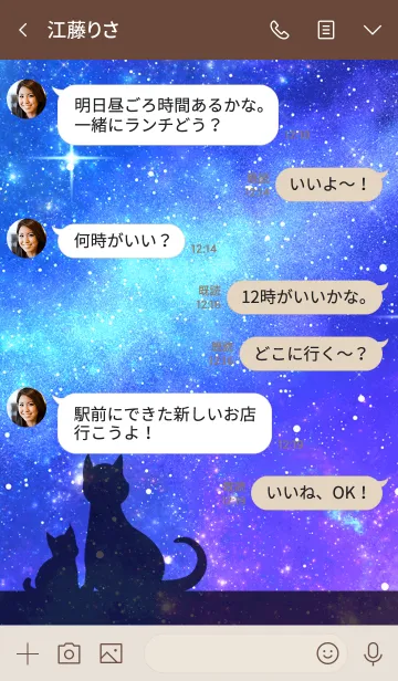 [LINE着せ替え] あいか用★星空と猫シルエットの画像4
