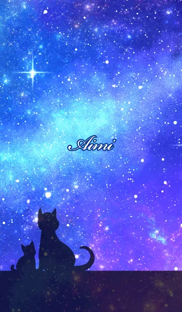 [LINE着せ替え] あいみ用★星空と猫シルエットの画像1