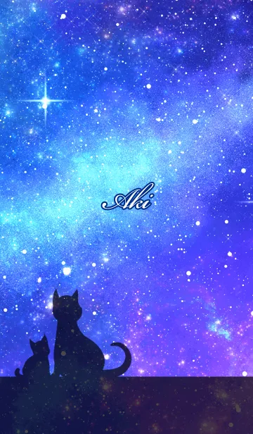 [LINE着せ替え] あき用★星空と猫シルエットの画像1