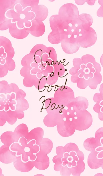 [LINE着せ替え] 赤ピンク水彩お花柄 スマイル24の画像1