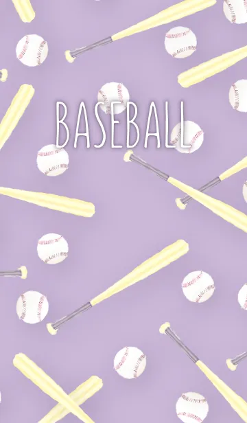[LINE着せ替え] 水彩風 野球きせかえ ◆紫◆の画像1