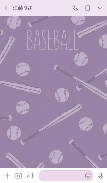 [LINE着せ替え] 水彩風 野球きせかえ ◆紫◆の画像3