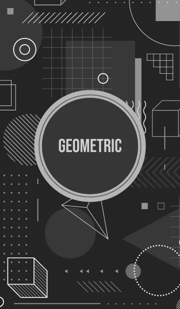 [LINE着せ替え] Geometric Grayscale Blackの画像1