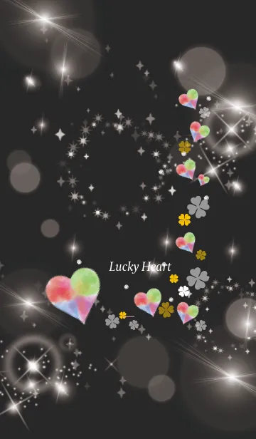 [LINE着せ替え] 黒とピンク : 幸運彩るハートとクローバーの画像1