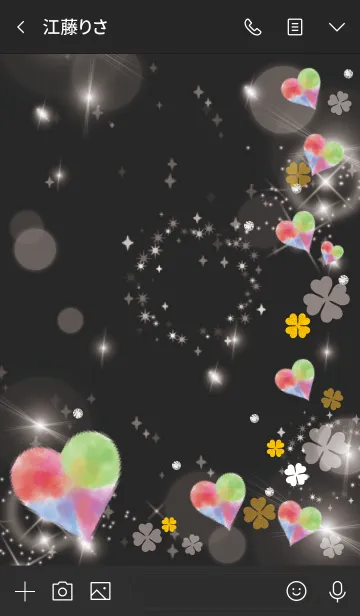 [LINE着せ替え] 黒と黄色 : 幸運彩るハートとクローバーの画像3