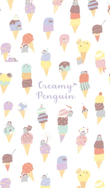 [LINE着せ替え] アイスとペンギンちゃんの画像1