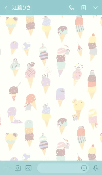 [LINE着せ替え] アイスとペンギンちゃんの画像3