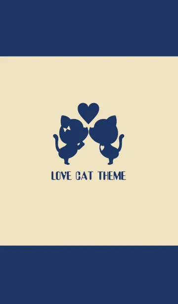 [LINE着せ替え] LOVE CAT Navy+Beige 2.の画像1