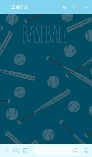 [LINE着せ替え] 水彩風 野球きせかえ ◆青◆の画像3