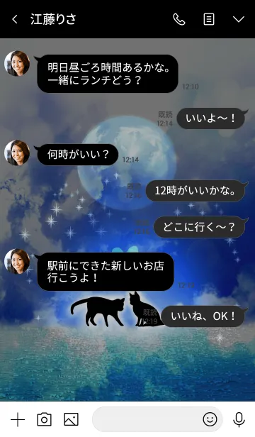 [LINE着せ替え] 幸せキャット♪ナイトサマーの画像4