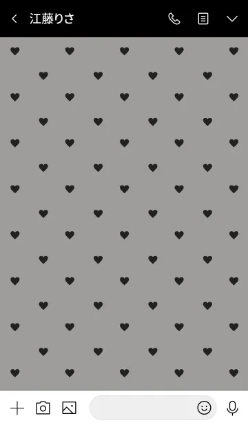 [LINE着せ替え] 黒ハートくすみグレー2の画像3