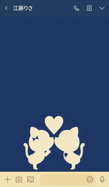 [LINE着せ替え] LOVE CAT Navy+Beige 3.の画像3