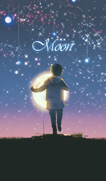 [LINE着せ替え] 少年と月の画像1