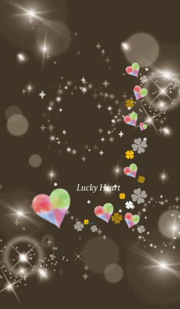 [LINE着せ替え] 茶色と緑 : 幸運彩るハートとクローバーの画像1