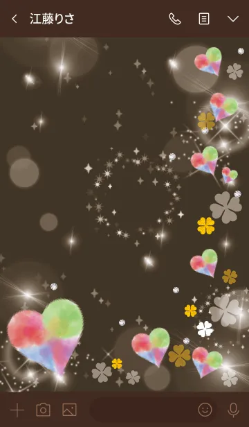 [LINE着せ替え] 茶色と緑 : 幸運彩るハートとクローバーの画像3