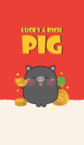 [LINE着せ替え] Lucky & Rich Black Pig (jp)の画像1