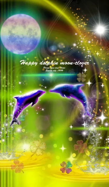 [LINE着せ替え] 恋愛運 Happy dolphin moon clover yellowの画像1
