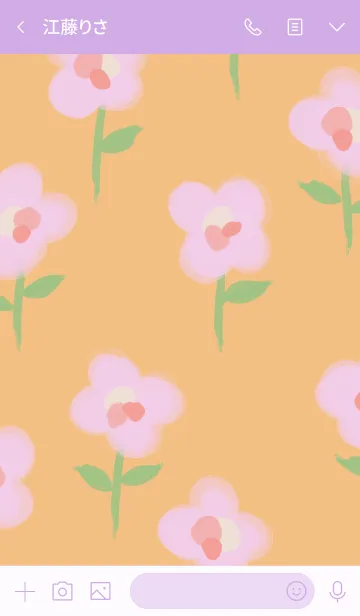 [LINE着せ替え] 南国の花＊くすみピンクとシンプルオレンジの画像3