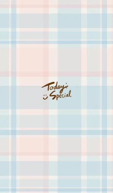 [LINE着せ替え] チェック柄 青 スマイル付き5の画像1