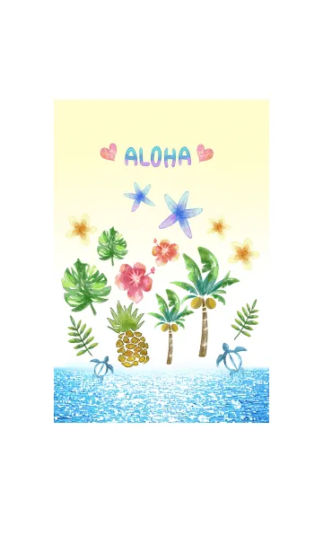 [LINE着せ替え] 水彩画ハッピー☆サマー・トロピカル・シーの画像1