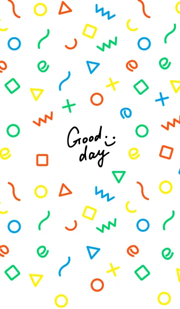 [LINE着せ替え] カラフル図形 白6の画像1