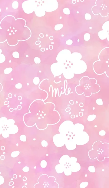 [LINE着せ替え] 手書きお花水彩ピンク8の画像1