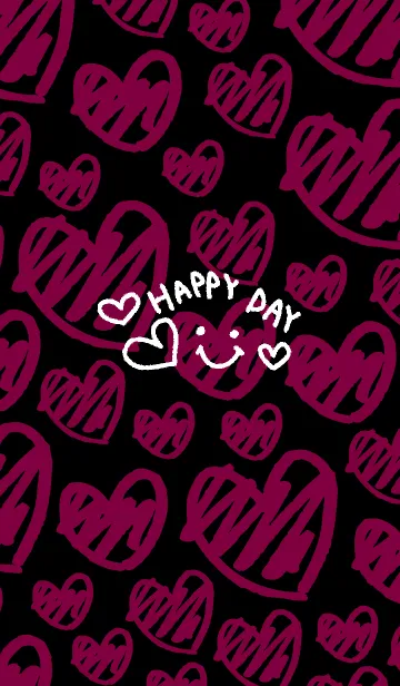 [LINE着せ替え] 黑ピンクハート スマイル22の画像1