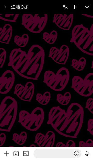 [LINE着せ替え] 黑ピンクハート スマイル22の画像3