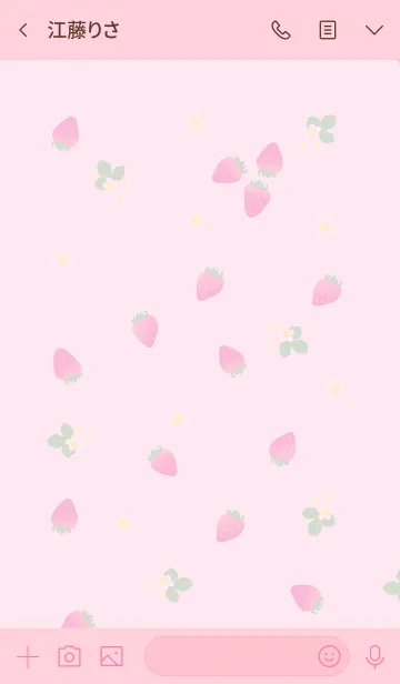 [LINE着せ替え] スマイル苺ピンク色11の画像3