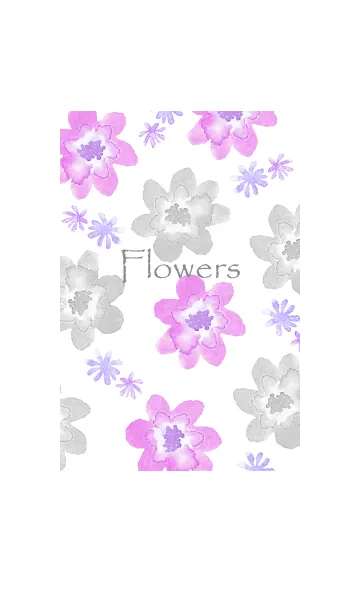 [LINE着せ替え] 水彩花パターン・ピンクグレーの画像1