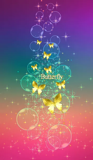 [LINE着せ替え] 虹色♡幸運を呼び込む八蝶*52-1の画像1