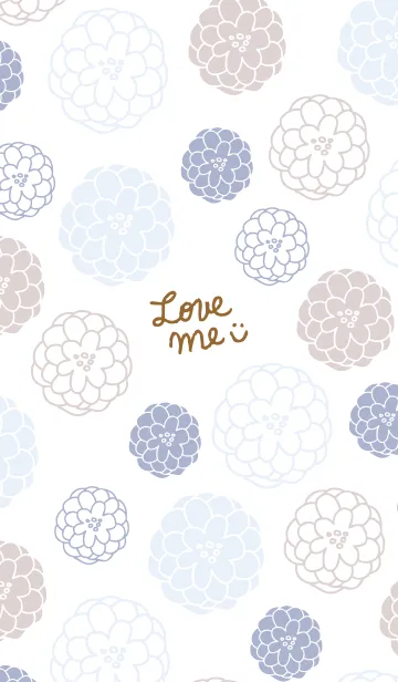 [LINE着せ替え] 手書きのお花 ブルーとベージュ4の画像1