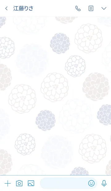 [LINE着せ替え] 手書きのお花 ブルーとベージュ4の画像3